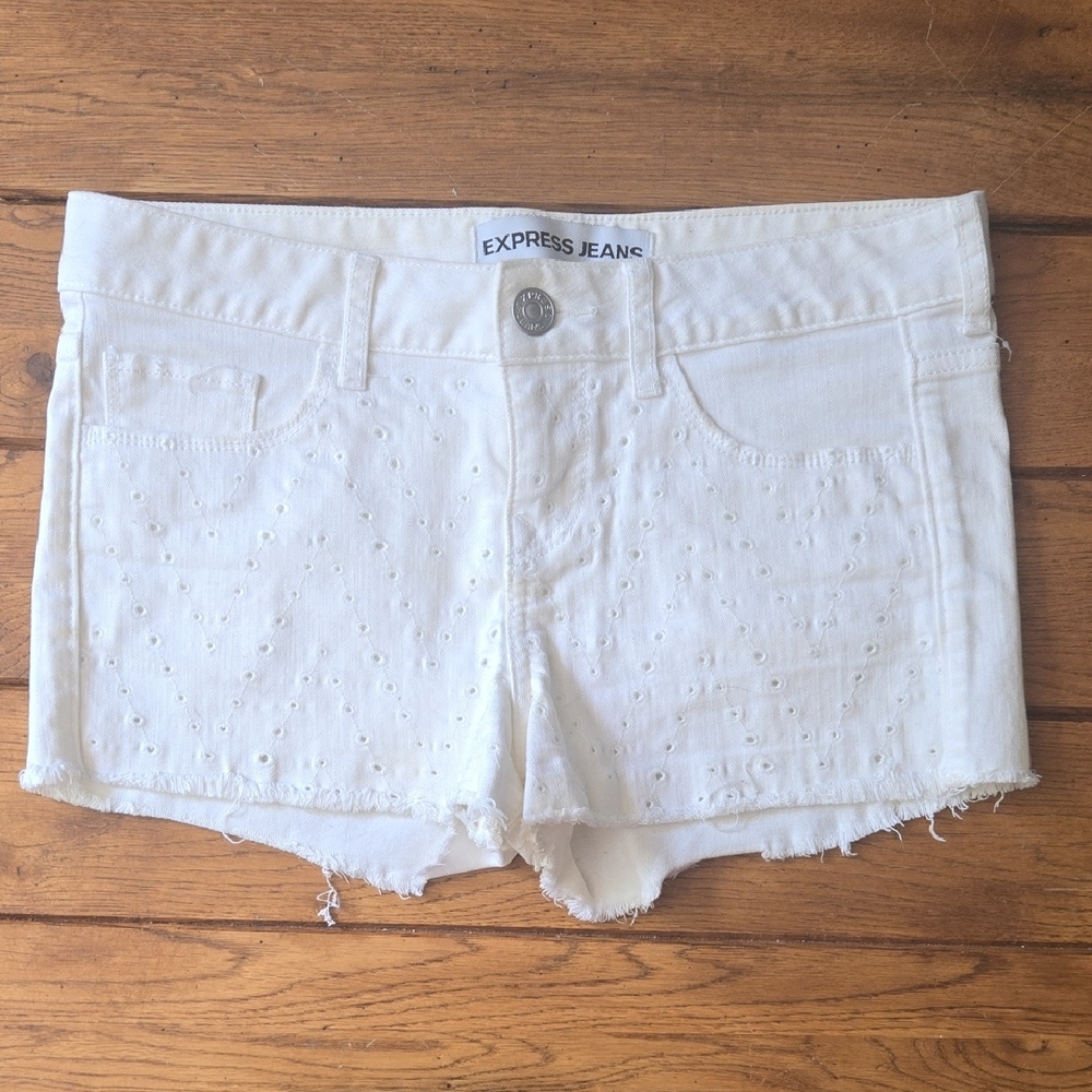 Express Women's White Jean Shorts